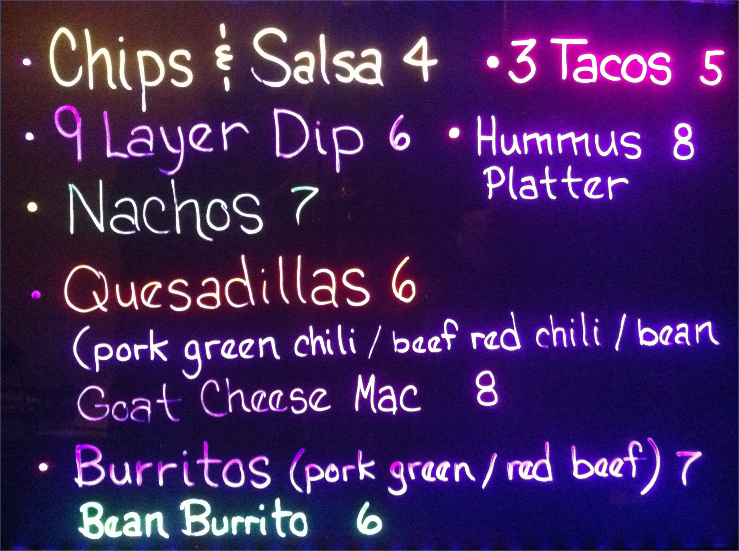 menu